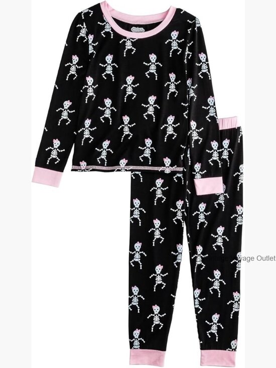 Other - Toddler Girls Halloween Skeleton Glow in Dark 2-Piece Pajama Set Long Sleeve
